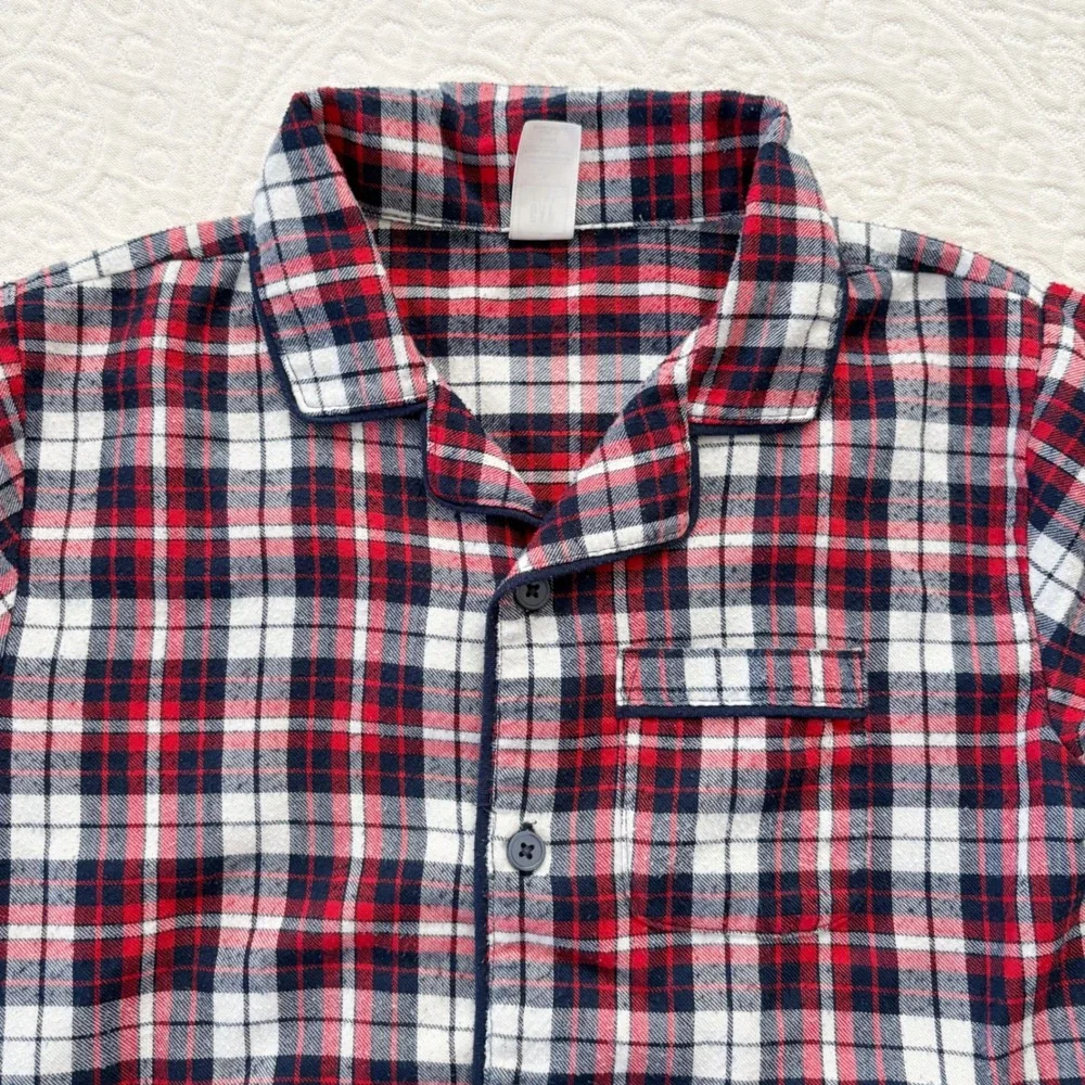 Gap Kids' 2 PC Plaid‎ Flannel Button-Up Pajama Set (Sz 6)